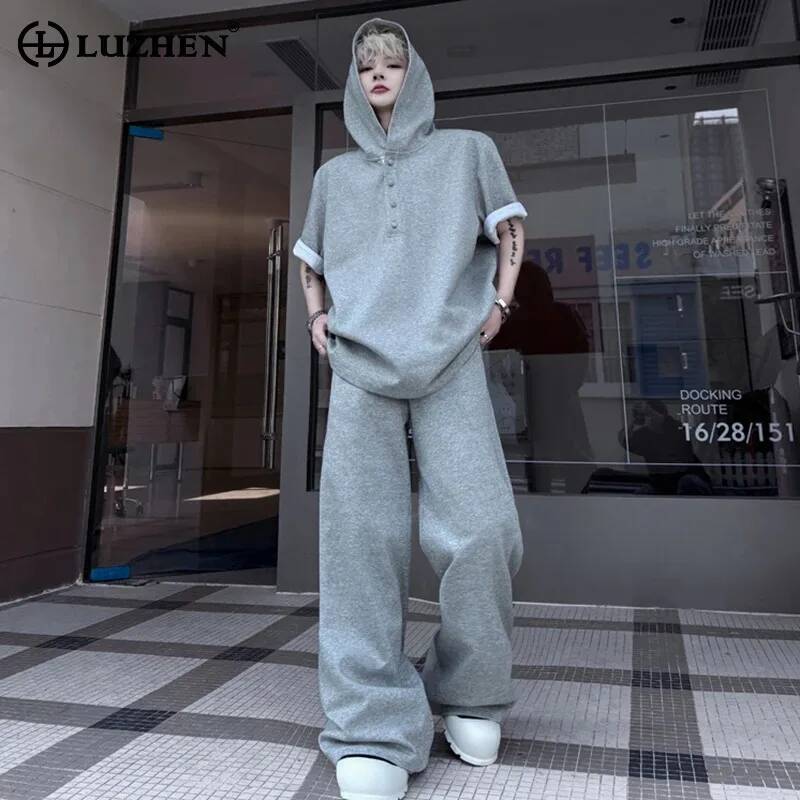 Street Fashion Hoodie - LUZHEN Original Tops Sleeve 2026 Short