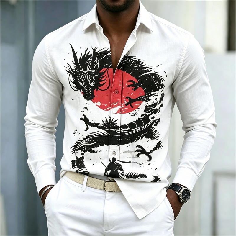 Street Fashion Clothing - 2026 New Men's Shirt White Black