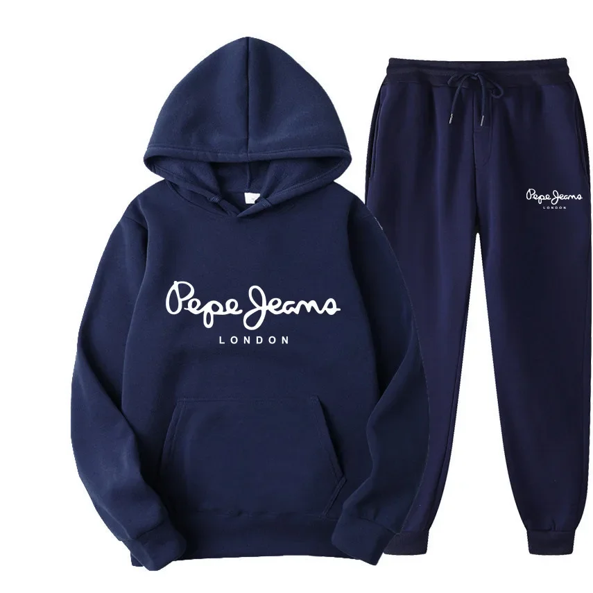 Street Fashion Outfit - Men Women Printed Hoodie Tracksuit Two