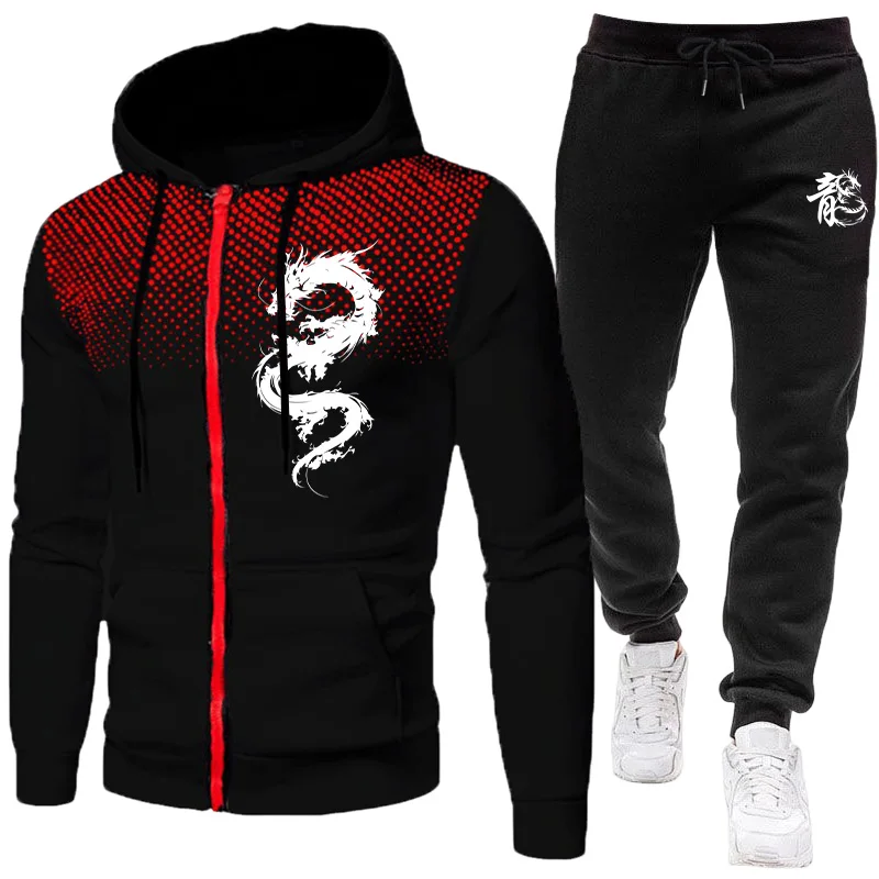 Street Fashion Hoodie - Men's Paris Dragon Pattern Fashion Print