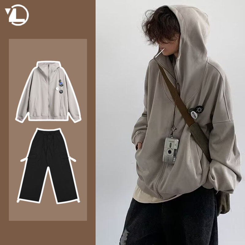 Autumn College Casual Set Men  - Street Fashion In Japanese ulasan dan harga
