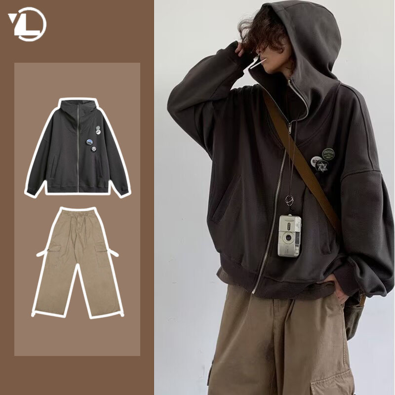 Autumn College Casual Set Men  - Street Fashion In Japanese ulasan dan harga