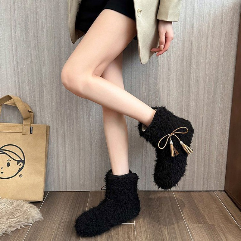 Solid Color Fleece-Lined White - Street Fashion Online ulasan dan harga