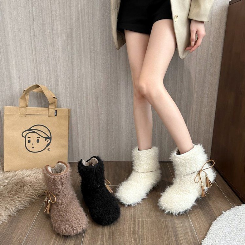 Solid Color Fleece-Lined White - Street Fashion Online ulasan dan harga