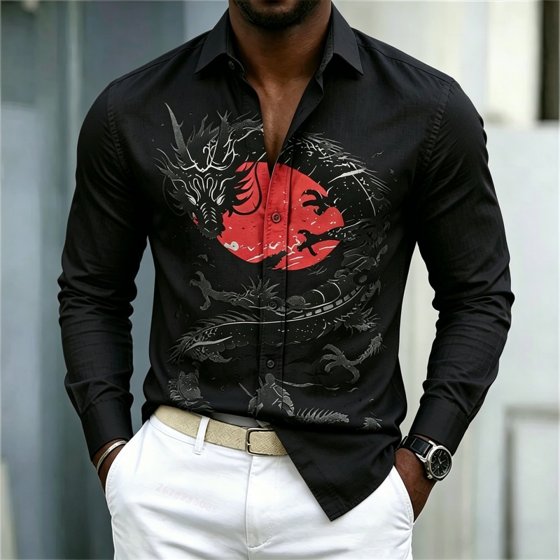 2026 New Men's Shirt White Bla - Street Fashion Clothing ulasan dan harga