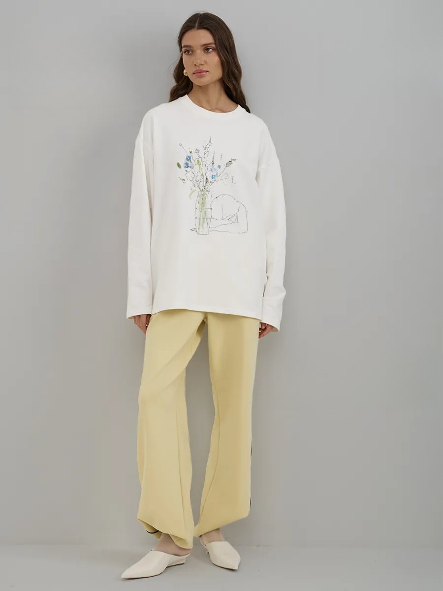 Autumn New Women Long Sleeve T - Longline Tee Oversized ulasan dan harga