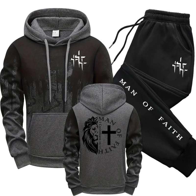 Man of Faith Pattern Men's Set - Street Fashion Outfit ulasan dan harga