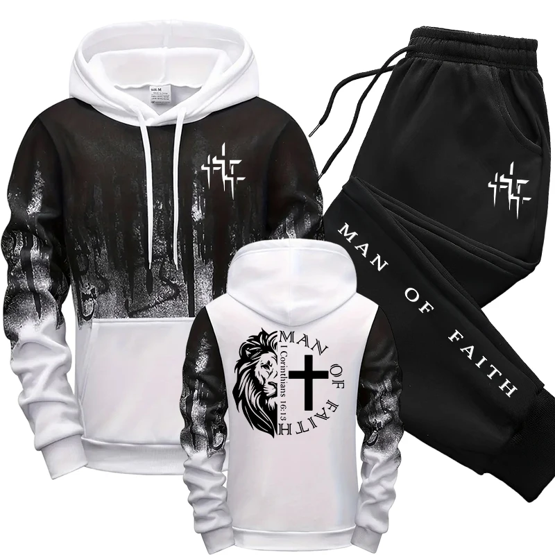 Man of Faith Pattern Men's Set - Street Fashion Outfit ulasan dan harga