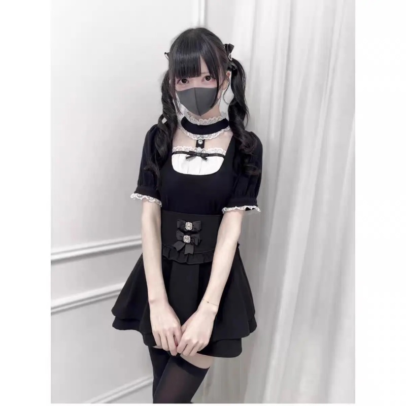 Gothic Sweet Ruffle Lace Plaid - Street Fashion In Japanese ulasan dan harga